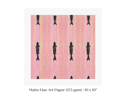 Pink Fish | Vintage Japanese Woodblock | P128 - Single Square Art Prints - Piccolo Fiore Prints