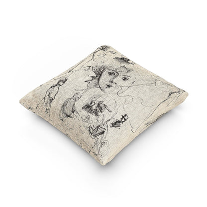 Portrait Sketches | Woven Throw Pillow - Woven Throw Pillow - Piccolo Fiore Prints