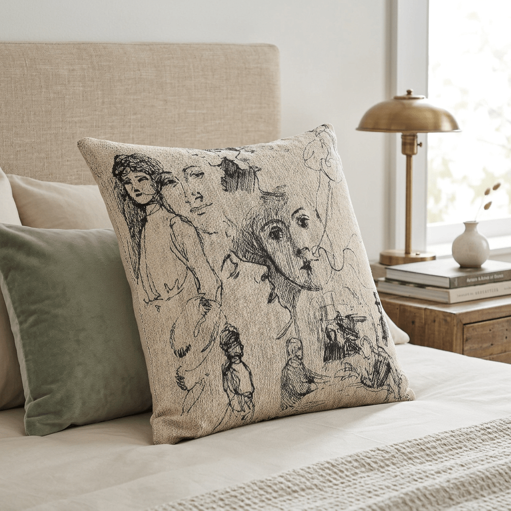 Portrait Sketches | Woven Throw Pillow - Woven Throw Pillow - Piccolo Fiore Prints