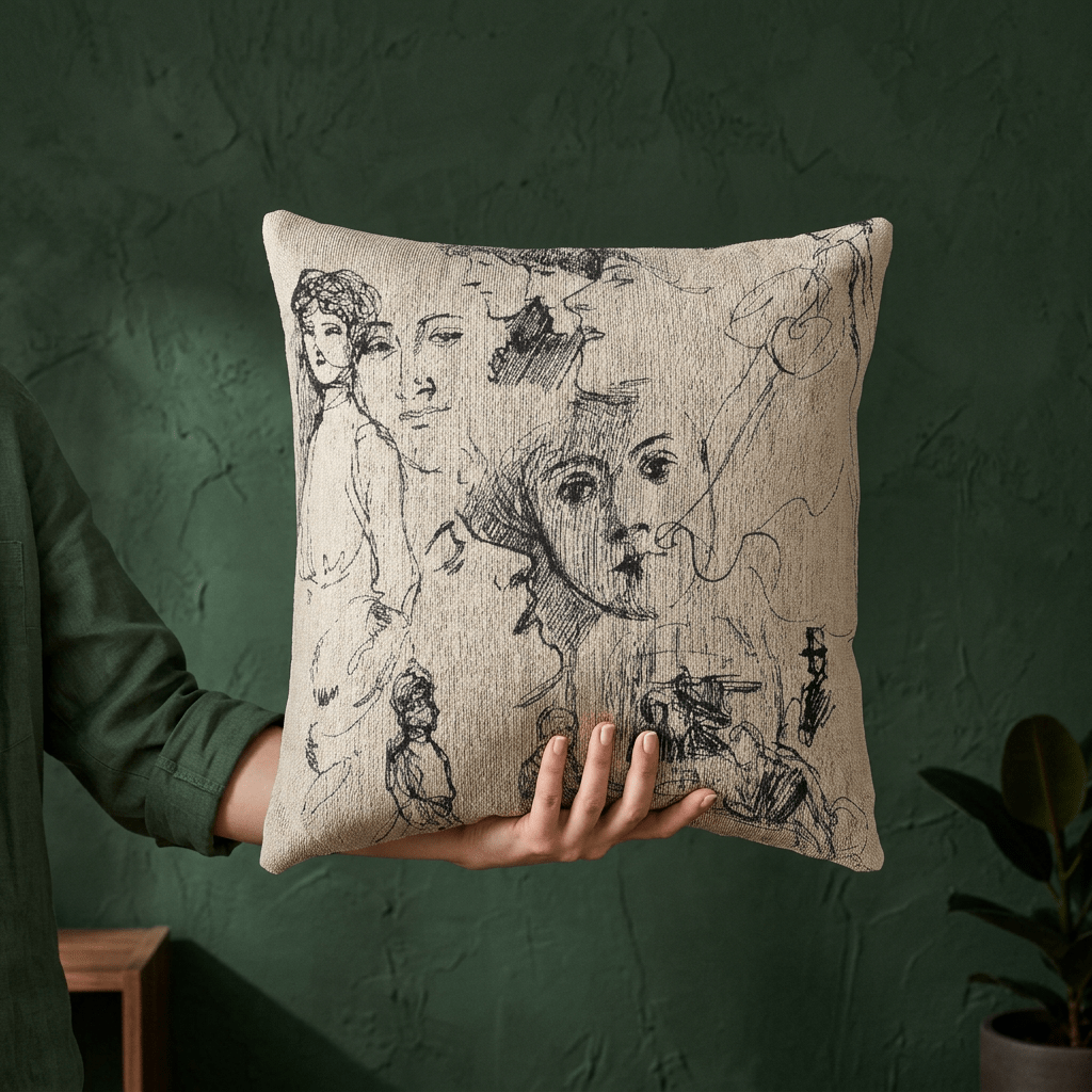 Portrait Sketches | Woven Throw Pillow - Woven Throw Pillow - Piccolo Fiore Prints