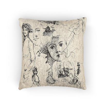 Portrait Sketches | Woven Throw Pillow - Woven Throw Pillow - Piccolo Fiore Prints