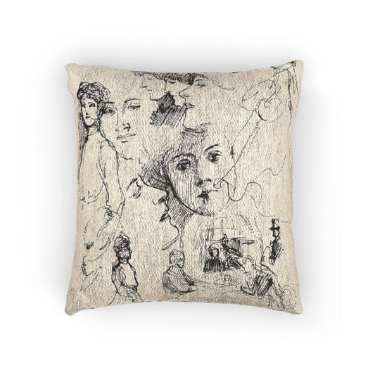 Portrait Sketches | Woven Throw Pillow - Woven Throw Pillow - Piccolo Fiore Prints