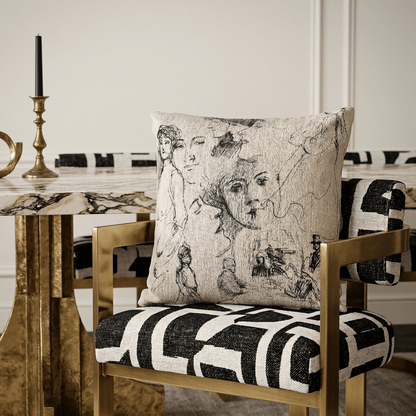 Portrait Sketches | Woven Throw Pillow - Woven Throw Pillow - Piccolo Fiore Prints