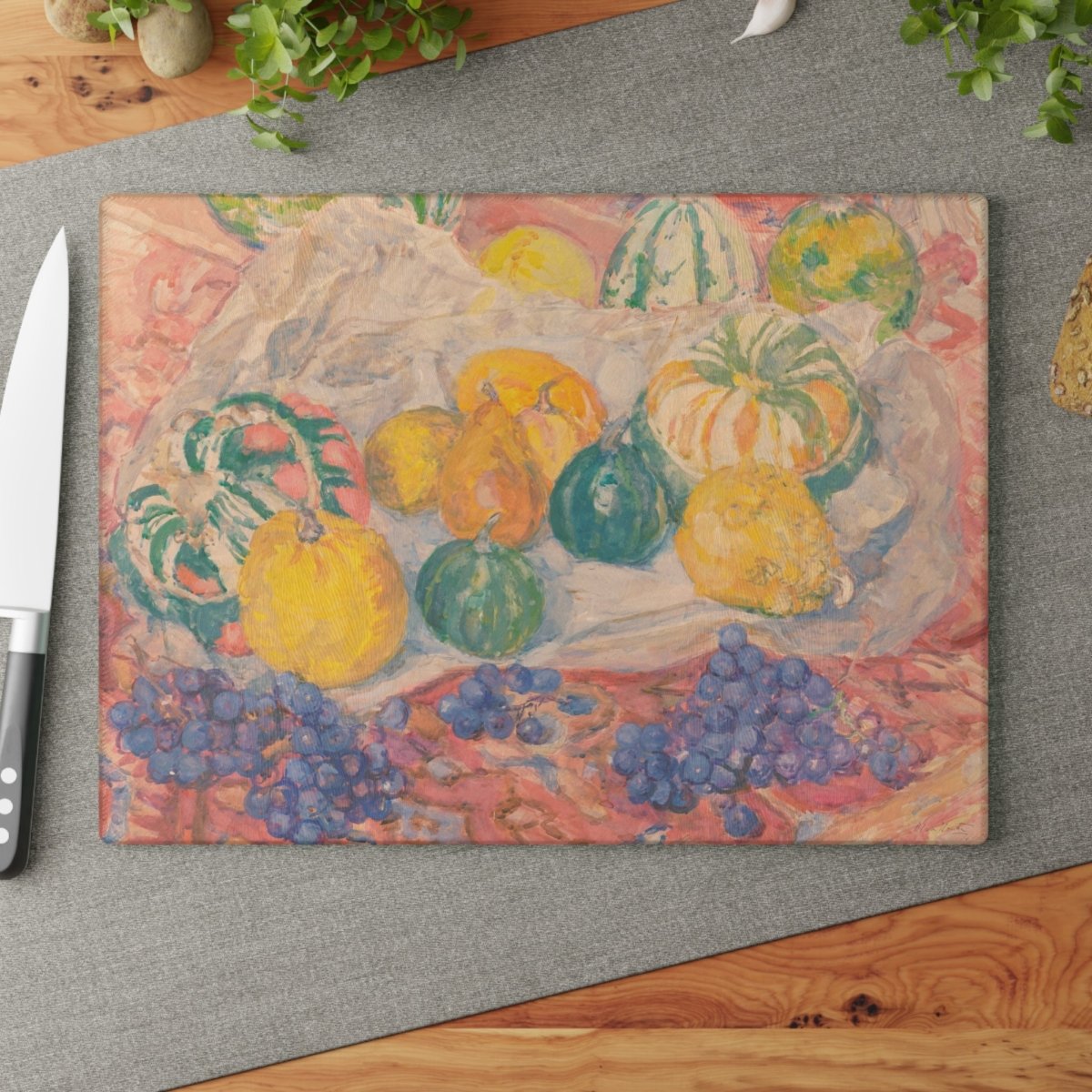 Pumpkins and Grapes | Glass Chopping Board - Glass Chopping Board - Piccolo Fiore Prints