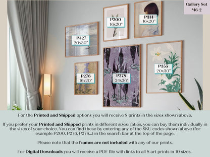 Purple and Grey | Gallery Wall Set | 6 Prints | M6 - 2 - Gallery Wall Set - Piccolo Fiore Prints