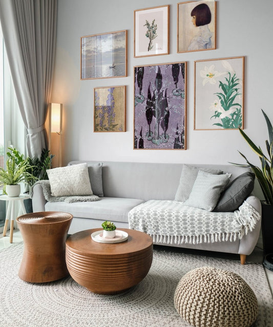 Purple and Grey | Gallery Wall Set | 6 Prints | M6 - 2 - Gallery Wall Set - Piccolo Fiore Prints