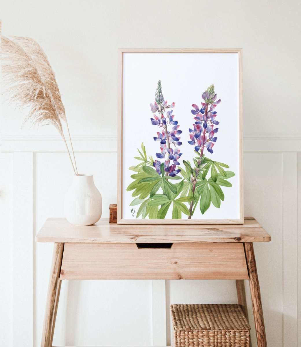 Purple/Pink Lupine Illustration | P43 - Single Art Prints - Piccolo Fiore Prints