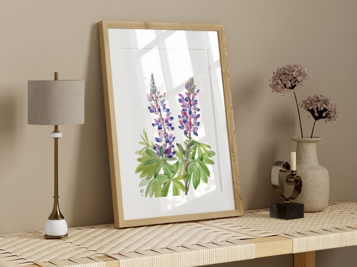 Purple/Pink Lupine Illustration | P43 - Single Art Prints - Piccolo Fiore Prints