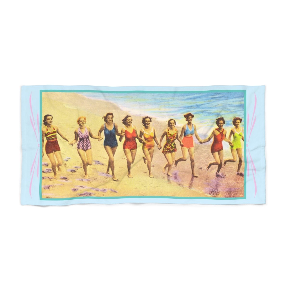 Retro Running Ladies at the Beach | Beach Towel - Beach Towel - Piccolo Fiore Prints