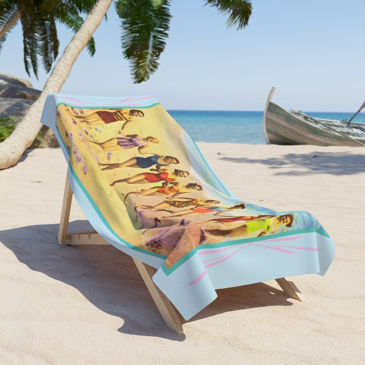 Retro Running Ladies at the Beach | Beach Towel - Beach Towel - Piccolo Fiore Prints