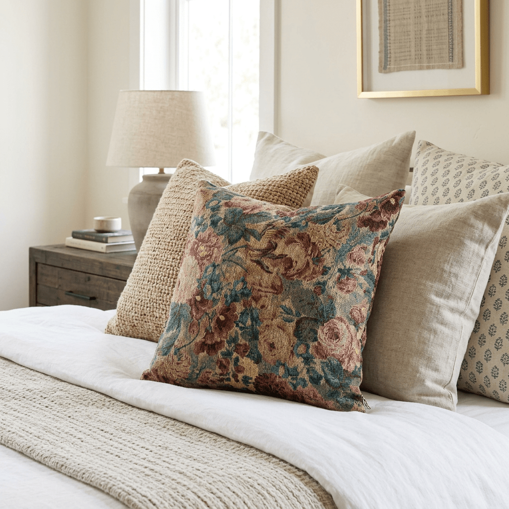 Rosalia | Vintage Floral Woven Pillow - Woven Throw Pillow - Piccolo Fiore Prints