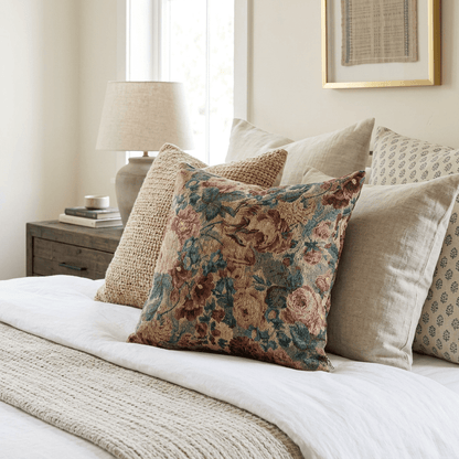 Rosalia | Vintage Floral Woven Pillow - Woven Throw Pillow - Piccolo Fiore Prints