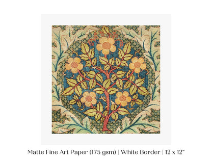 Rose Wreath | Textile Art Print | William Morris | P326 - Single Square Art Prints - Piccolo Fiore Prints