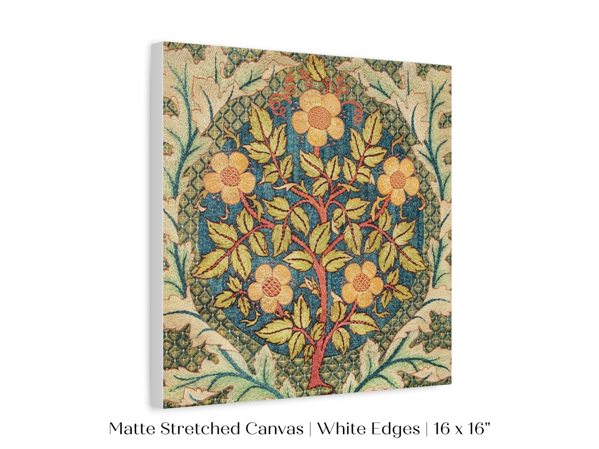 Rose Wreath | Textile Art Print | William Morris | P326 - Single Square Art Prints - Piccolo Fiore Prints