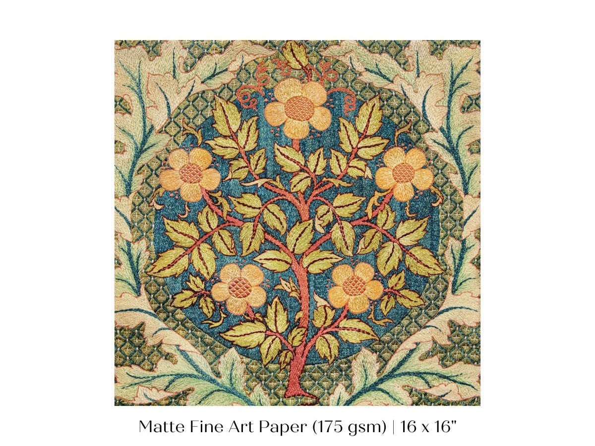 Rose Wreath | Textile Art Print | William Morris | P326 - Single Square Art Prints - Piccolo Fiore Prints