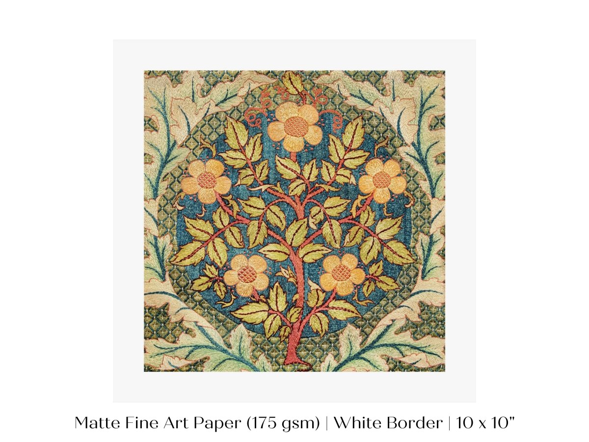 Rose Wreath | Textile Art Print | William Morris | P326 - Single Square Art Prints - Piccolo Fiore Prints
