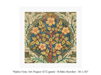 Rose Wreath | Textile Art Print | William Morris | P326 - Single Square Art Prints - Piccolo Fiore Prints