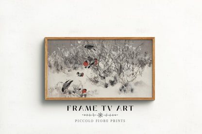 Samsung Frame TV Art | Bullfinches in the Snow | TV13 - Frame TV Art - Piccolo Fiore Prints