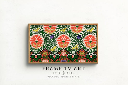 Samsung Frame TV Art | Chinoiserie Coral and Green | TV38 - Frame TV Art - Piccolo Fiore Prints