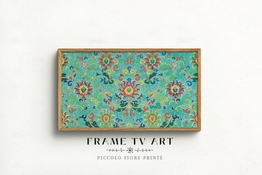 Samsung Frame TV Art | Turquoise Chinoiserie Floral | TV36 - Frame TV Art - Piccolo Fiore Prints