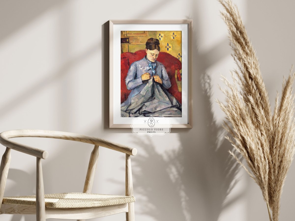 Sewing in a Red Chair | P307 - Single Art Prints - Piccolo Fiore Prints