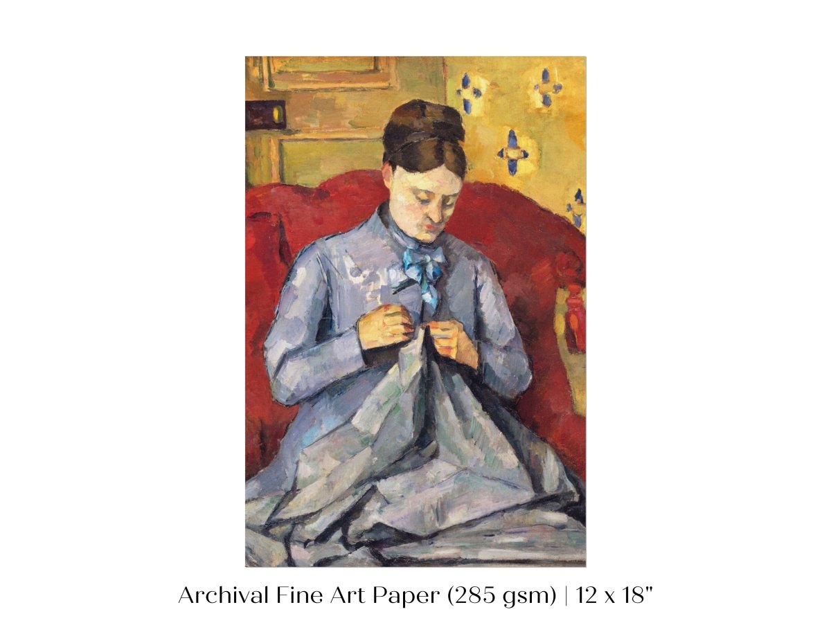 Sewing in a Red Chair | P307 - Single Art Prints - Piccolo Fiore Prints