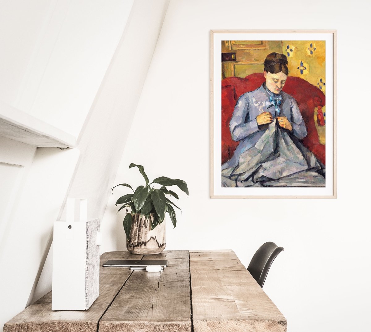 Sewing in a Red Chair | P307 - Single Art Prints - Piccolo Fiore Prints