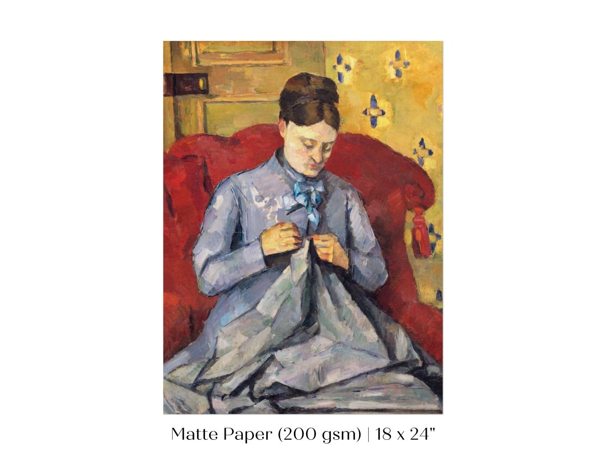 Sewing in a Red Chair | P307 - Single Art Prints - Piccolo Fiore Prints