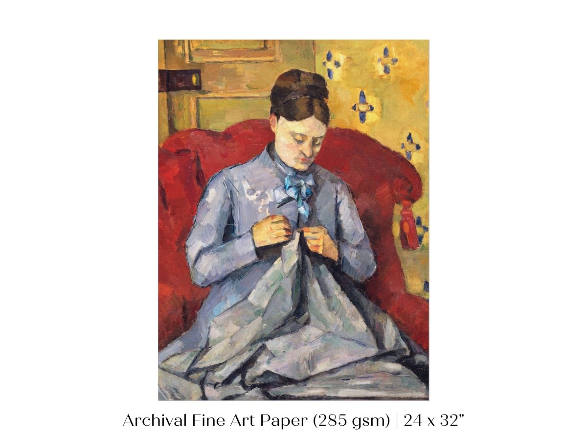 Sewing in a Red Chair | P307 - Single Art Prints - Piccolo Fiore Prints