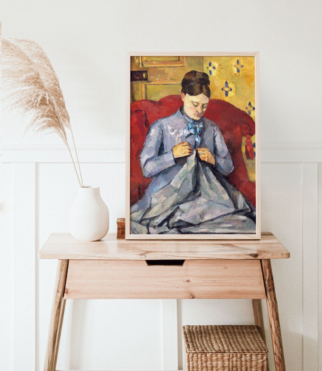 Sewing in a Red Chair | P307 - Single Art Prints - Piccolo Fiore Prints