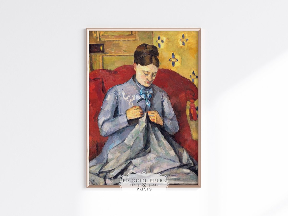 Sewing in a Red Chair | P307 - Single Art Prints - Piccolo Fiore Prints