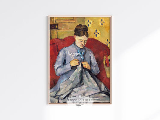 Sewing in a Red Chair | P307 - Single Art Prints - Piccolo Fiore Prints