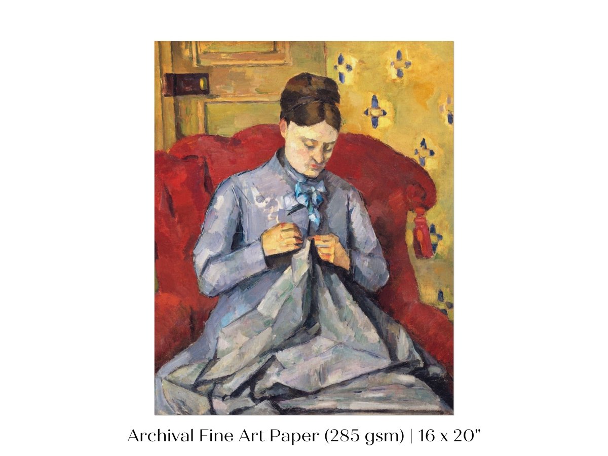 Sewing in a Red Chair | P307 - Single Art Prints - Piccolo Fiore Prints