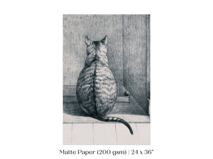 Sitting Cat Sketch | P215 - Single Art Prints - Piccolo Fiore Prints