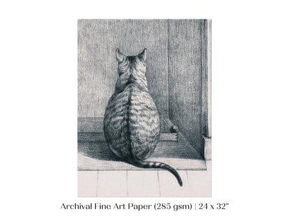 Sitting Cat Sketch | P215 - Single Art Prints - Piccolo Fiore Prints