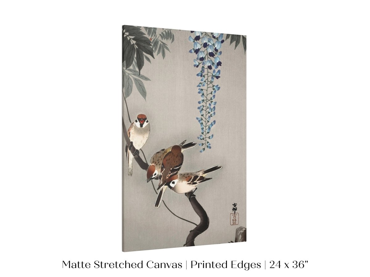 Sparrows and Wisteria | Vintage Japanese Art | P203 - Single Art Prints - Piccolo Fiore Prints