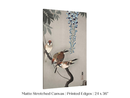 Sparrows and Wisteria | Vintage Japanese Art | P203 - Single Art Prints - Piccolo Fiore Prints