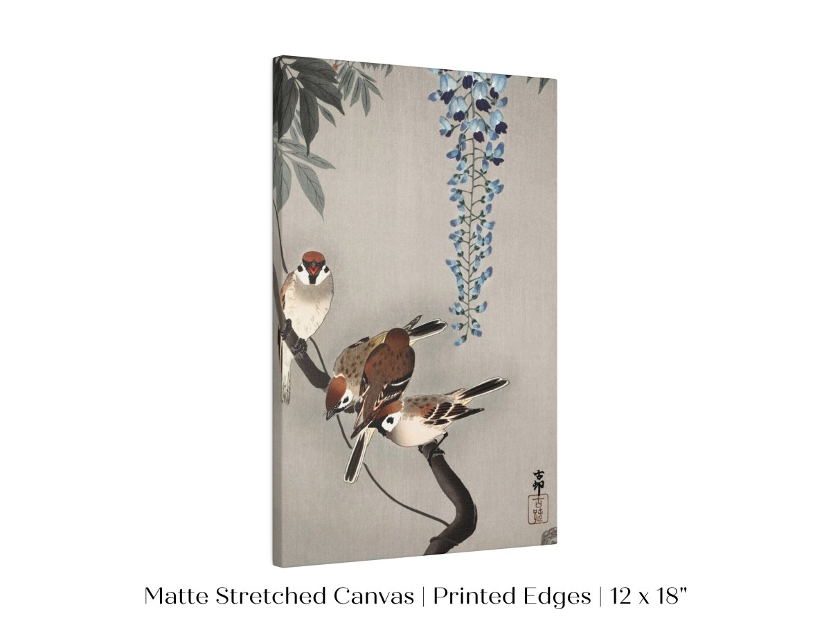 Sparrows and Wisteria | Vintage Japanese Art | P203 - Single Art Prints - Piccolo Fiore Prints