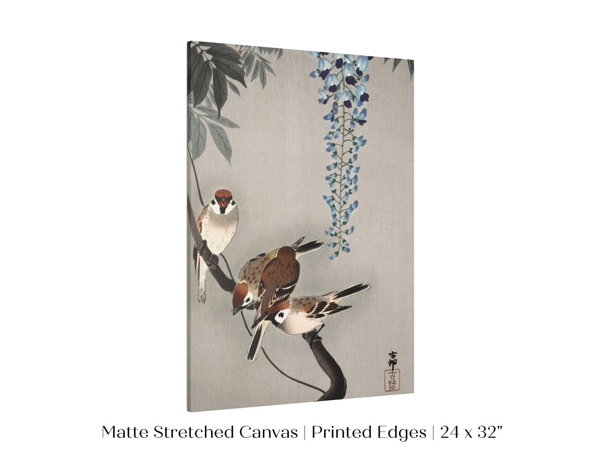 Sparrows and Wisteria | Vintage Japanese Art | P203 - Single Art Prints - Piccolo Fiore Prints