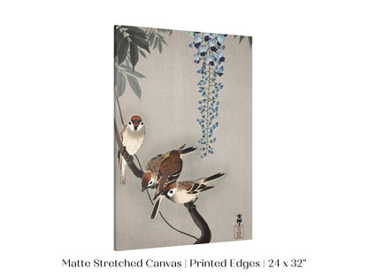 Sparrows and Wisteria | Vintage Japanese Art | P203 - Single Art Prints - Piccolo Fiore Prints