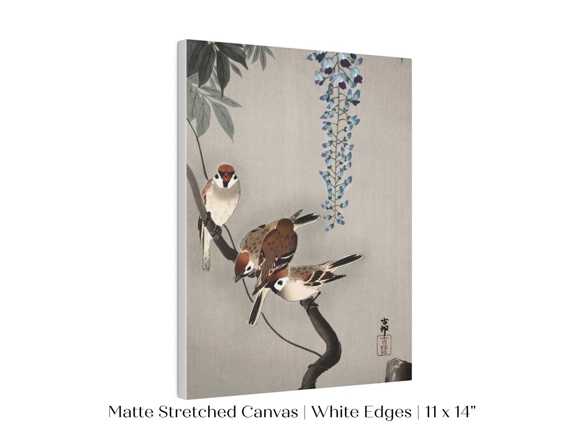 Sparrows and Wisteria | Vintage Japanese Art | P203 - Single Art Prints - Piccolo Fiore Prints