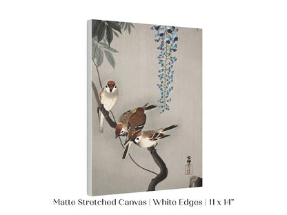 Sparrows and Wisteria | Vintage Japanese Art | P203 - Single Art Prints - Piccolo Fiore Prints