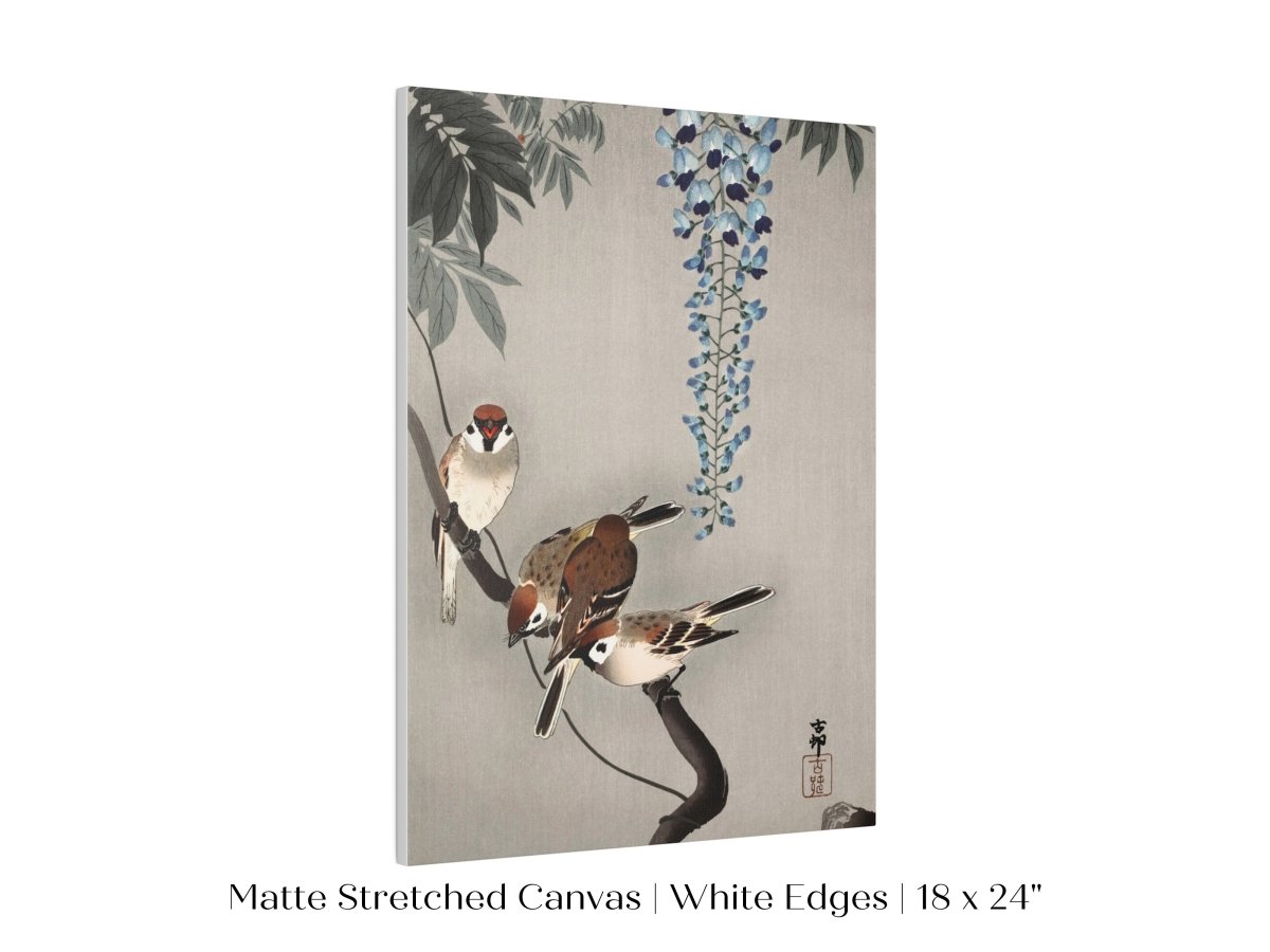 Sparrows and Wisteria | Vintage Japanese Art | P203 - Single Art Prints - Piccolo Fiore Prints