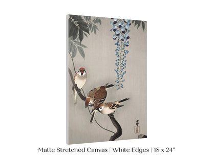 Sparrows and Wisteria | Vintage Japanese Art | P203 - Single Art Prints - Piccolo Fiore Prints