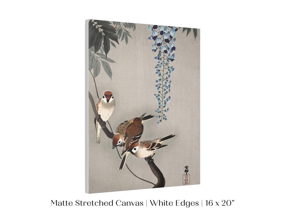 Sparrows and Wisteria | Vintage Japanese Art | P203 - Single Art Prints - Piccolo Fiore Prints