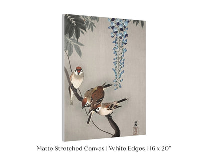Sparrows and Wisteria | Vintage Japanese Art | P203 - Single Art Prints - Piccolo Fiore Prints