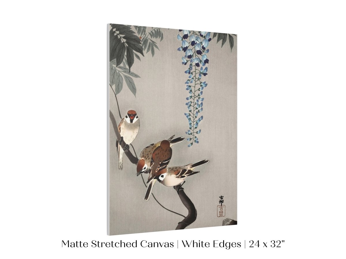 Sparrows and Wisteria | Vintage Japanese Art | P203 - Single Art Prints - Piccolo Fiore Prints