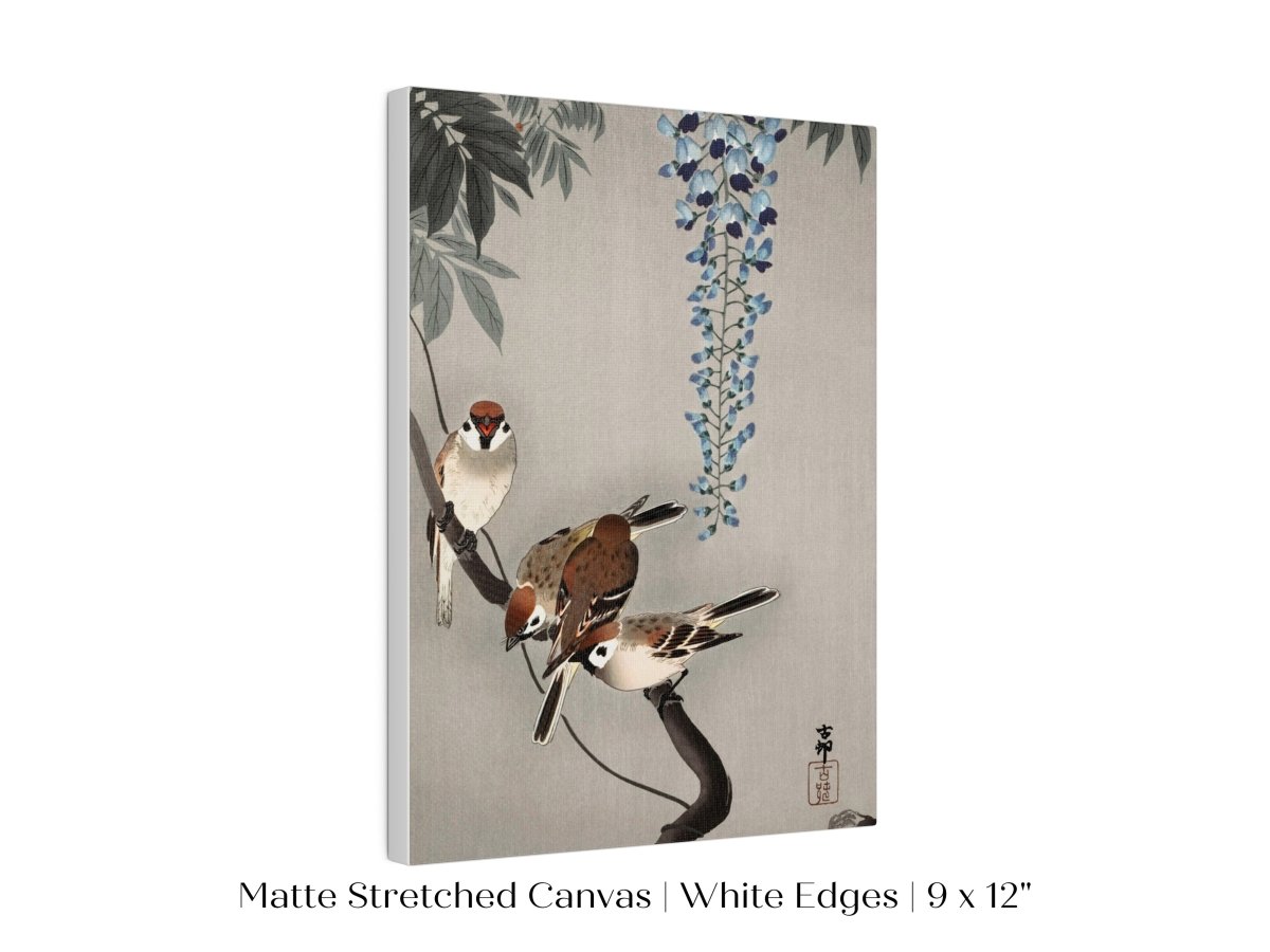Sparrows and Wisteria | Vintage Japanese Art | P203 - Single Art Prints - Piccolo Fiore Prints