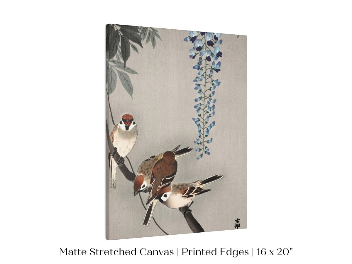 Sparrows and Wisteria | Vintage Japanese Art | P203 - Single Art Prints - Piccolo Fiore Prints