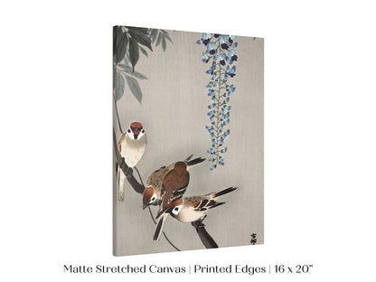 Sparrows and Wisteria | Vintage Japanese Art | P203 - Single Art Prints - Piccolo Fiore Prints